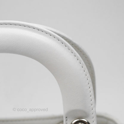Christian Dior Cannage Mini Lady Dior White Silver Hardware