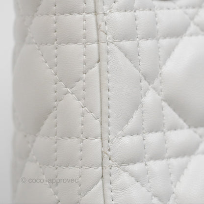 Christian Dior Cannage Mini Lady Dior White Silver Hardware