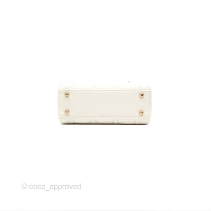Christian Dior Mini Lady Dior Latte Cannage Lambskin Gold Hardware