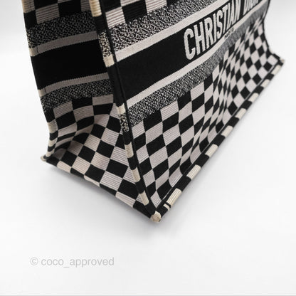 Christian Dior Large Book Tote Checkered Black/ White Canvas