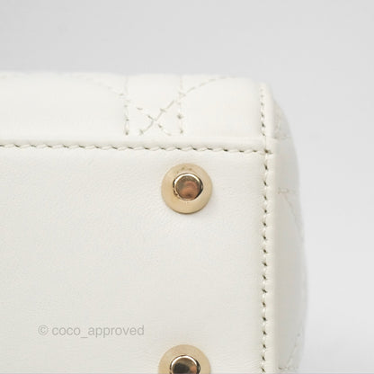 Christian Dior Mini Lady Dior Latte Cannage Lambskin Gold Hardware