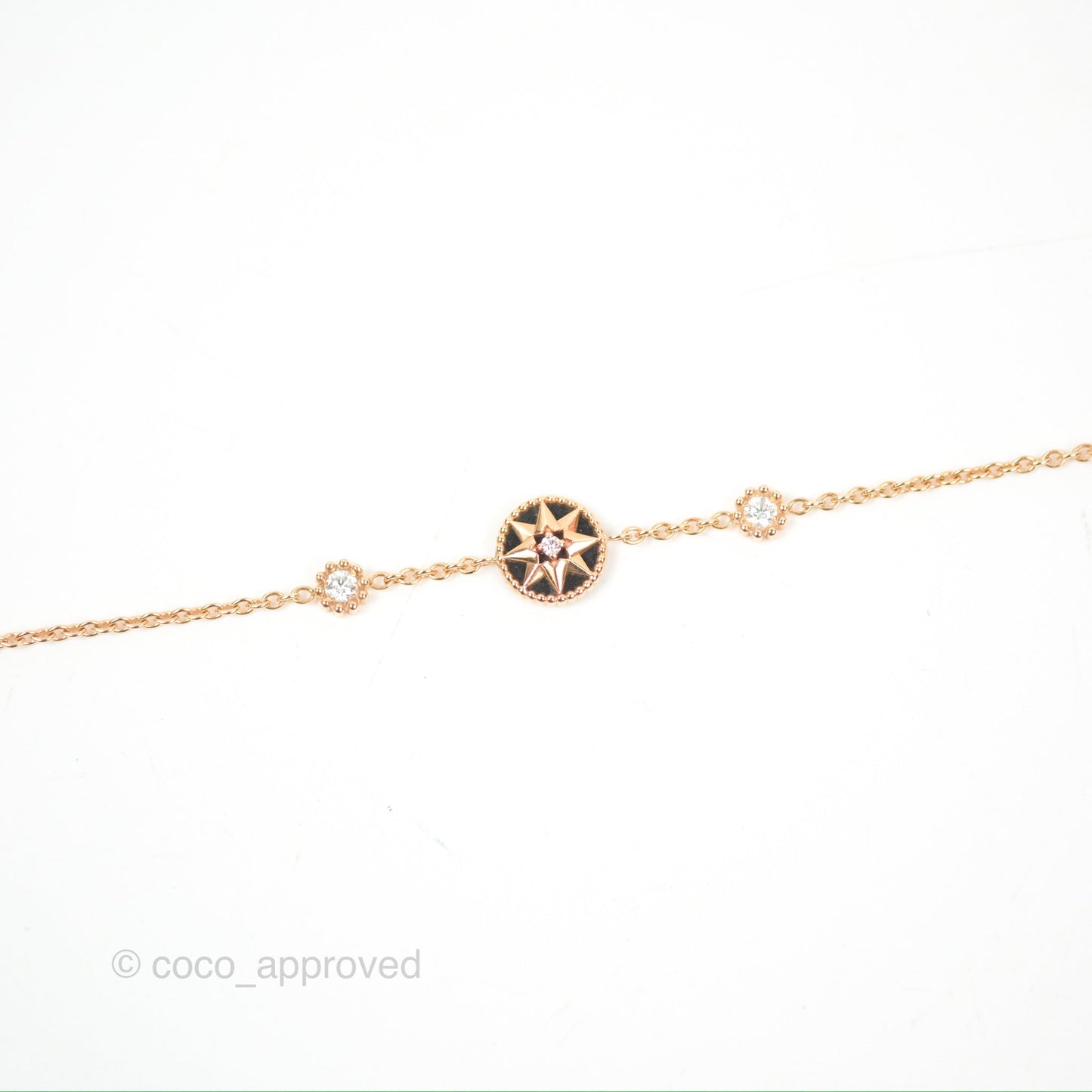 Dior Mini Rose Des Vents Bracelet 3 Diamonds Black Rose Gold