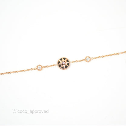 Dior Mini Rose Des Vents Bracelet 3 Diamonds Black Rose Gold