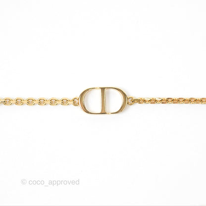 Christian Dior Petit CD Double Necklace Crystals Gold Tone