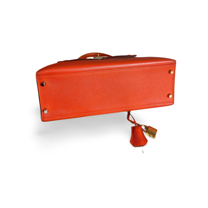 Hermes Orange Kelly 32 Sellier Bag in Epsom Leather with Gold Hardware