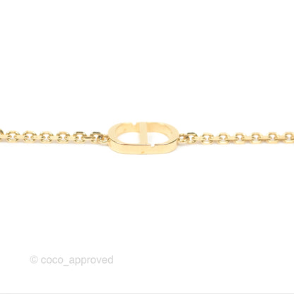 Christian Dior Petit CD Double Necklace Crystals Gold Tone