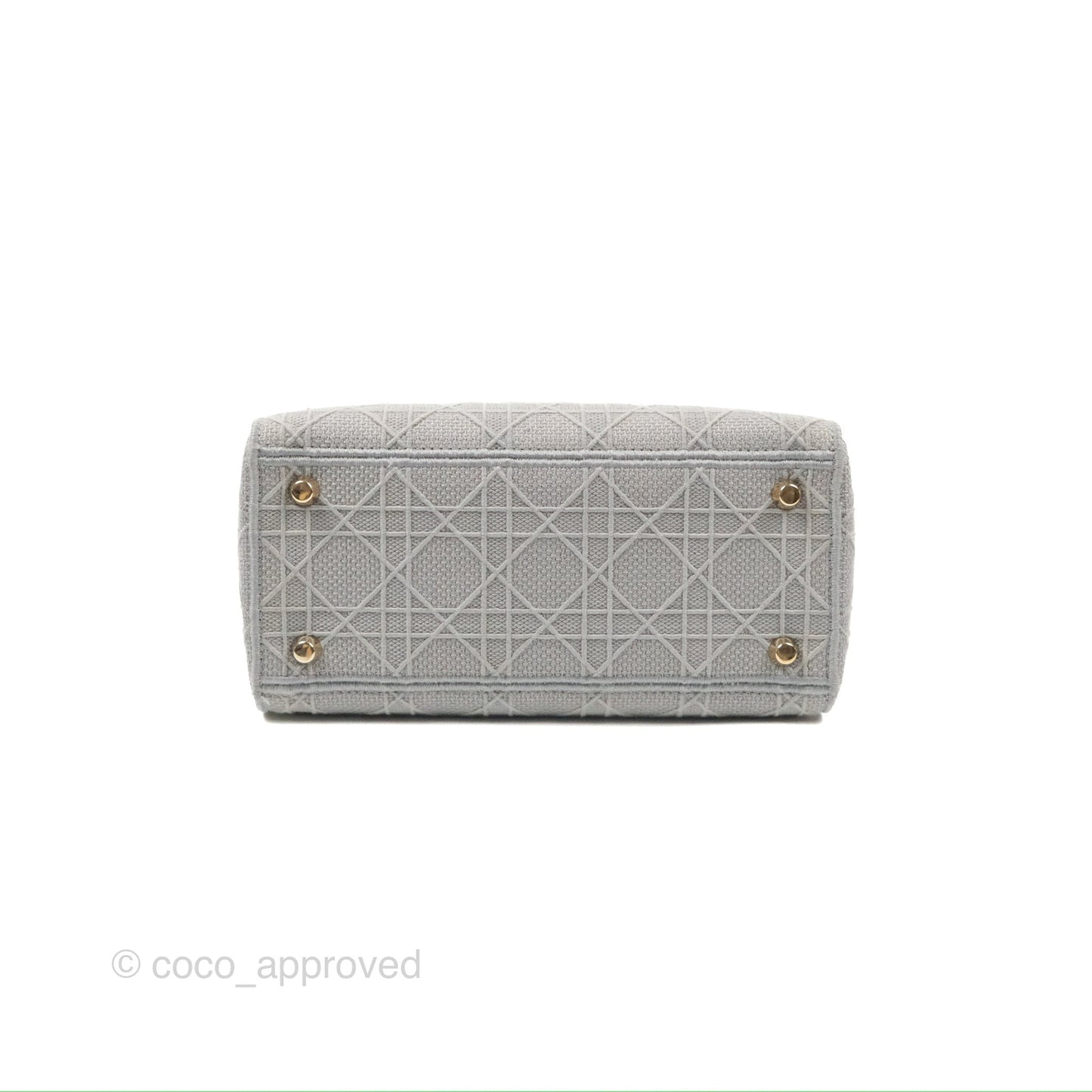 Christian Dior Medium Lady D-Lite Bag Gray Cannage Embroidery Gold Hardware