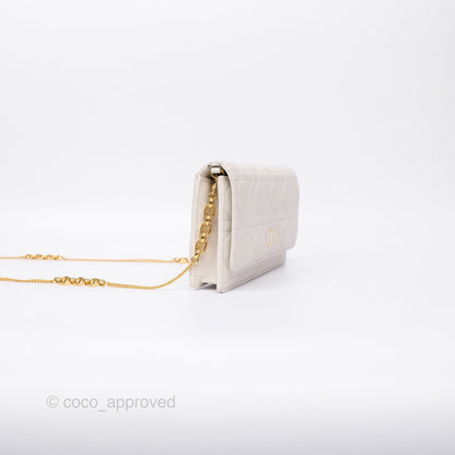 Dior Caro Pouch With Chain Latte Supple Cannage Calfskin