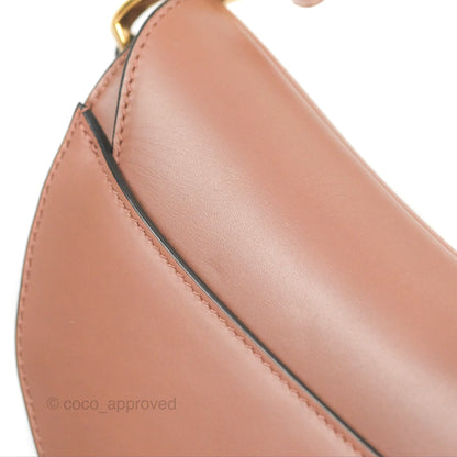 Christian Dior Mini Saddle Bag Rose Taupe Grained Calfskin Gold Hardware