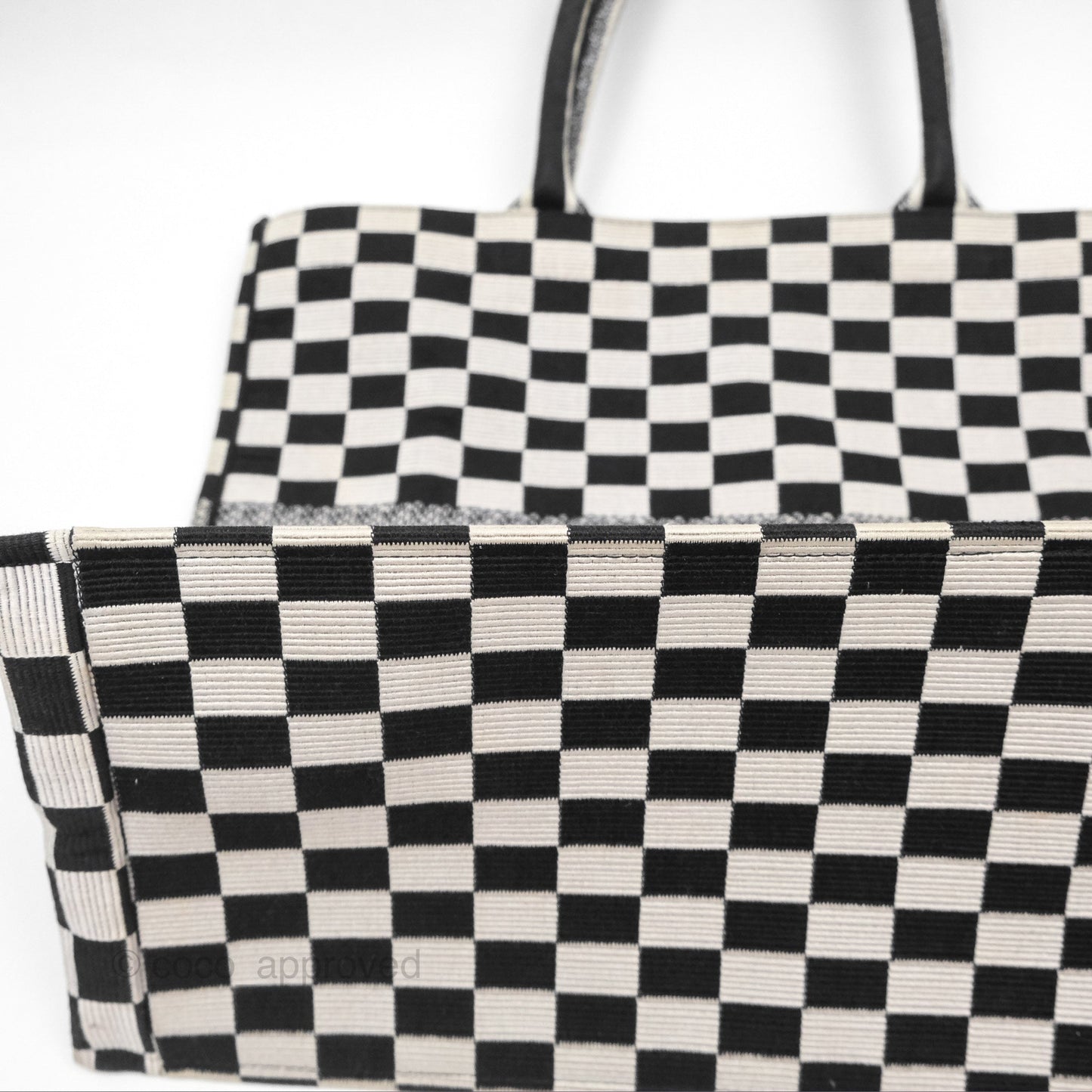 Christian Dior Large Book Tote Checkered Black/ White Canvas