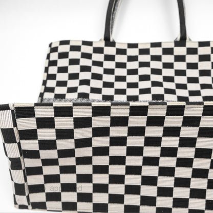 Christian Dior Large Book Tote Checkered Black/ White Canvas