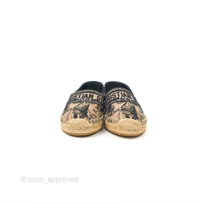 Dior Granville Espadrille Plan De Paris Beige Black Size 37.5