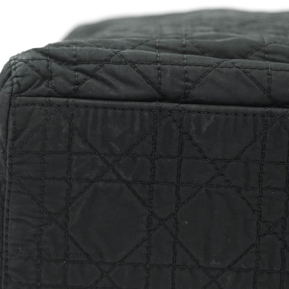 Christian Dior Vintage Large Cannage Fabric Black Lady Dior Silver Hardware