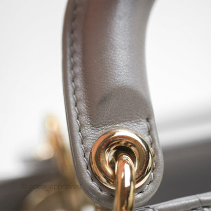 Christian Dior Lambskin Cannage Mini Lady Dior Iridescent Grey Gold Hardware