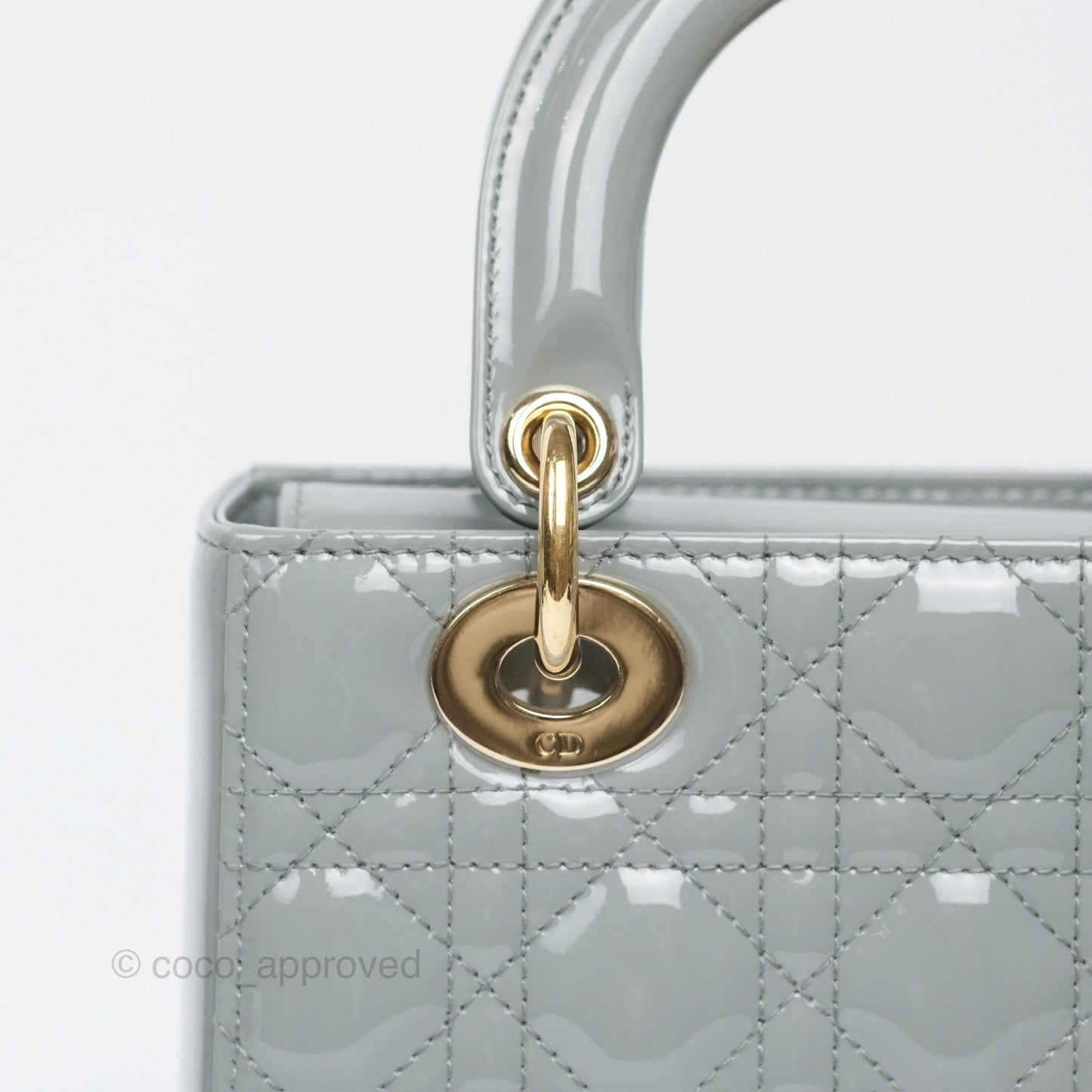 Christian Dior Lady Dior Grey Patent Gold Hardware