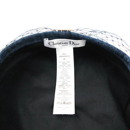 Christian Dior Arty Parisian Denim Beret With Veil