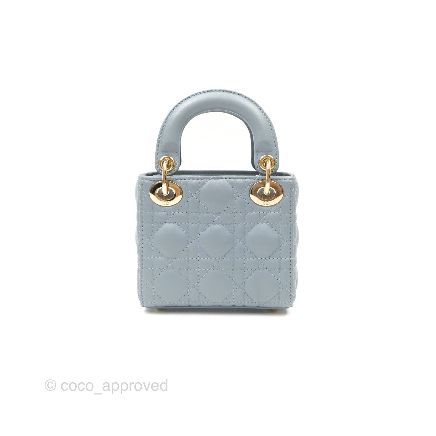 Christian Dior Micro Lady Dior Cannage Blue Grey Lambskin Gold Hardware
