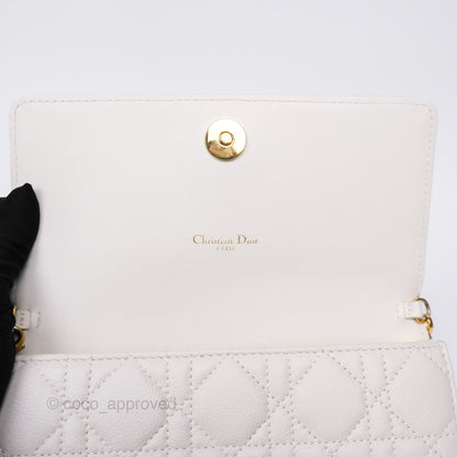 Dior Caro Pouch With Chain Latte Supple Cannage Calfskin