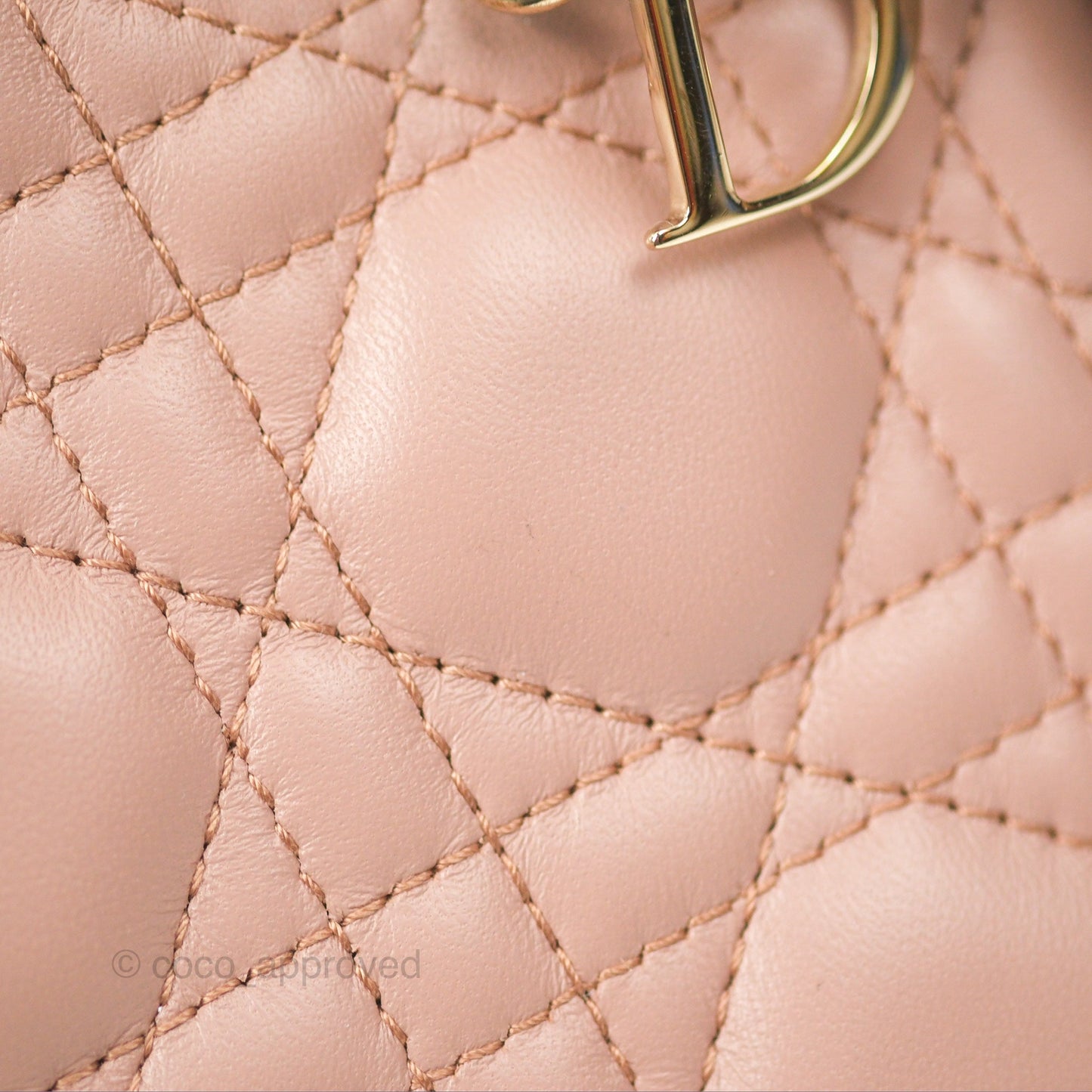 Christian Dior Mini Lady Dior Blush Cannage Lambskin Gold Hardware