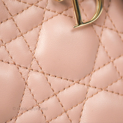 Christian Dior Mini Lady Dior Blush Cannage Lambskin Gold Hardware