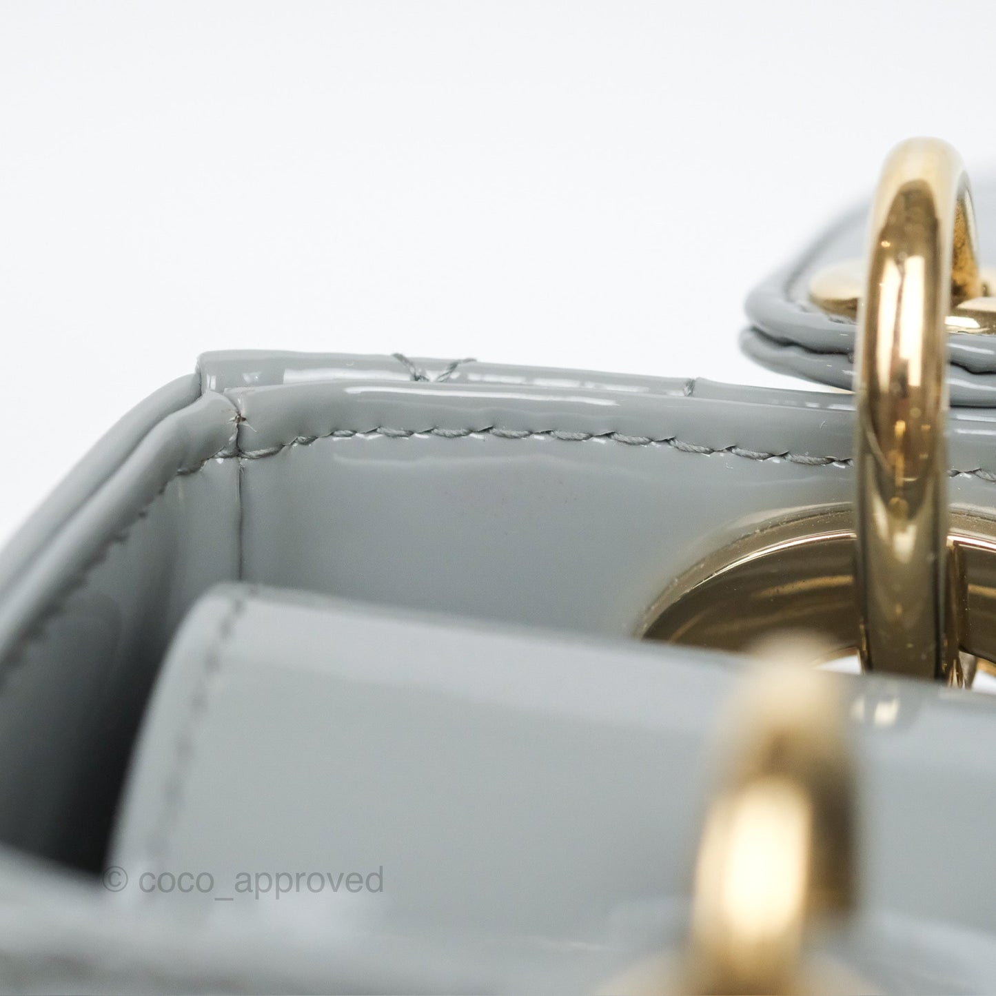 Christian Dior Lady Dior Grey Patent Gold Hardware
