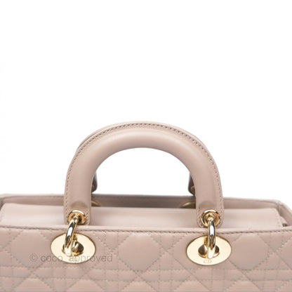Christian Dior Medium Lady D-Joy Bag Warm Taupe Lambskin Gold Hardware