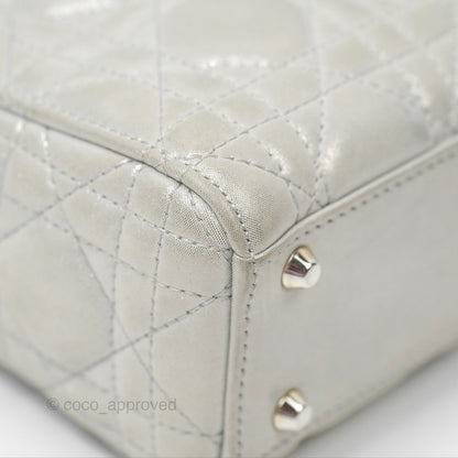 Christian Dior Mini Lady Dior Metallic Silver Nubuck Silver Hardware
