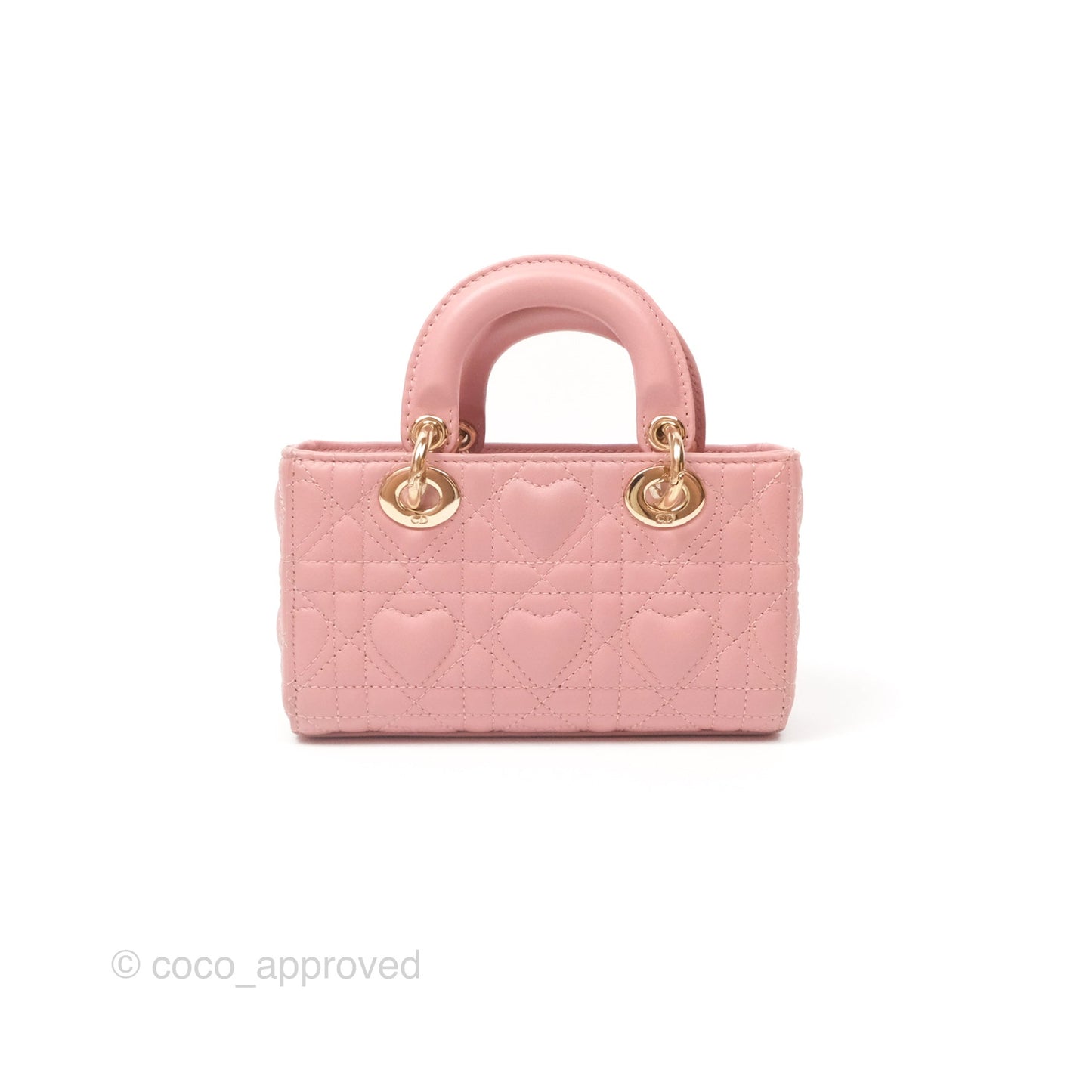 Christian Dior Lady D-Joy Micro Bag Antique Pink Lambskin Heart Quilted