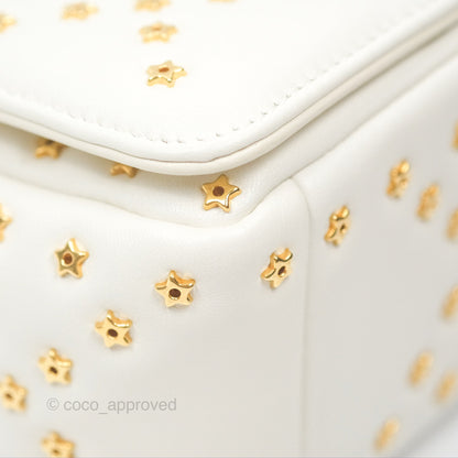 Dior Small Caro Bag Latte Lucky Star White Cannage Lambskin