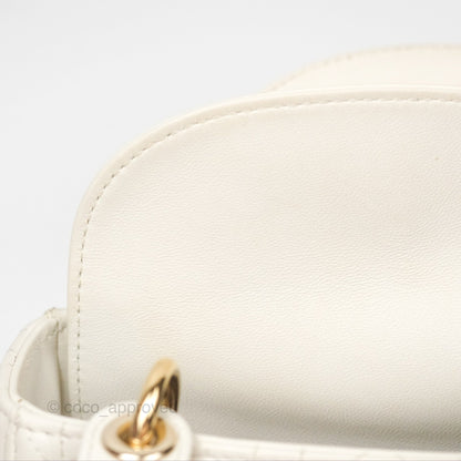 Christian Dior Cannage Mini Lady Dior White Gold Hardware