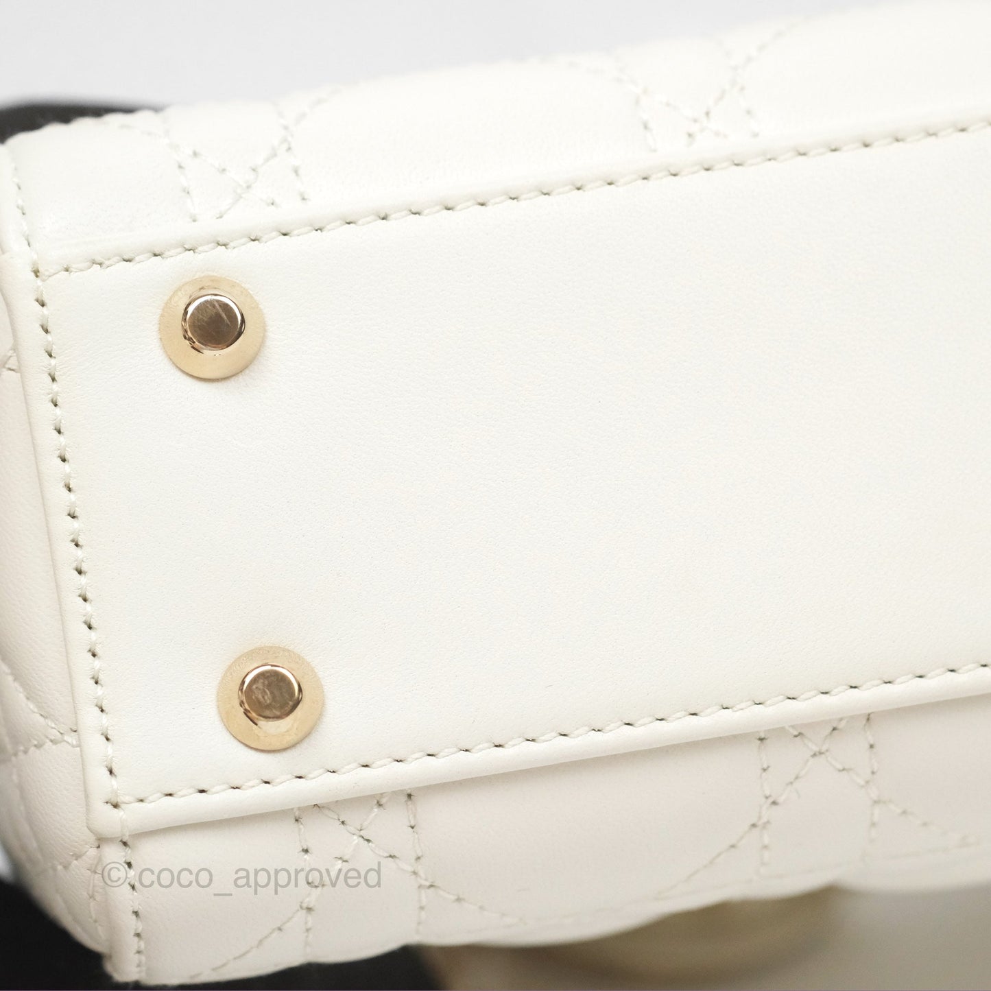 Christian Dior Mini Lady Dior Latte Cannage Lambskin Gold Hardware