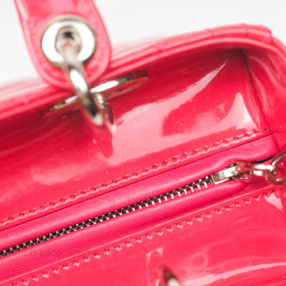 Christian Dior Medium Lady Dior Red Patent Silver Hardware
