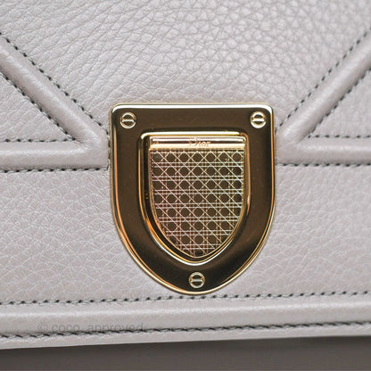 Christian Dior Medium Diorama Calfskin Flap Bag Grey Gold Hardware