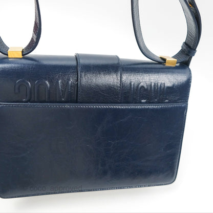 Dior 30 Montaigne Bag Navy Shiny Crinkled Lambskin