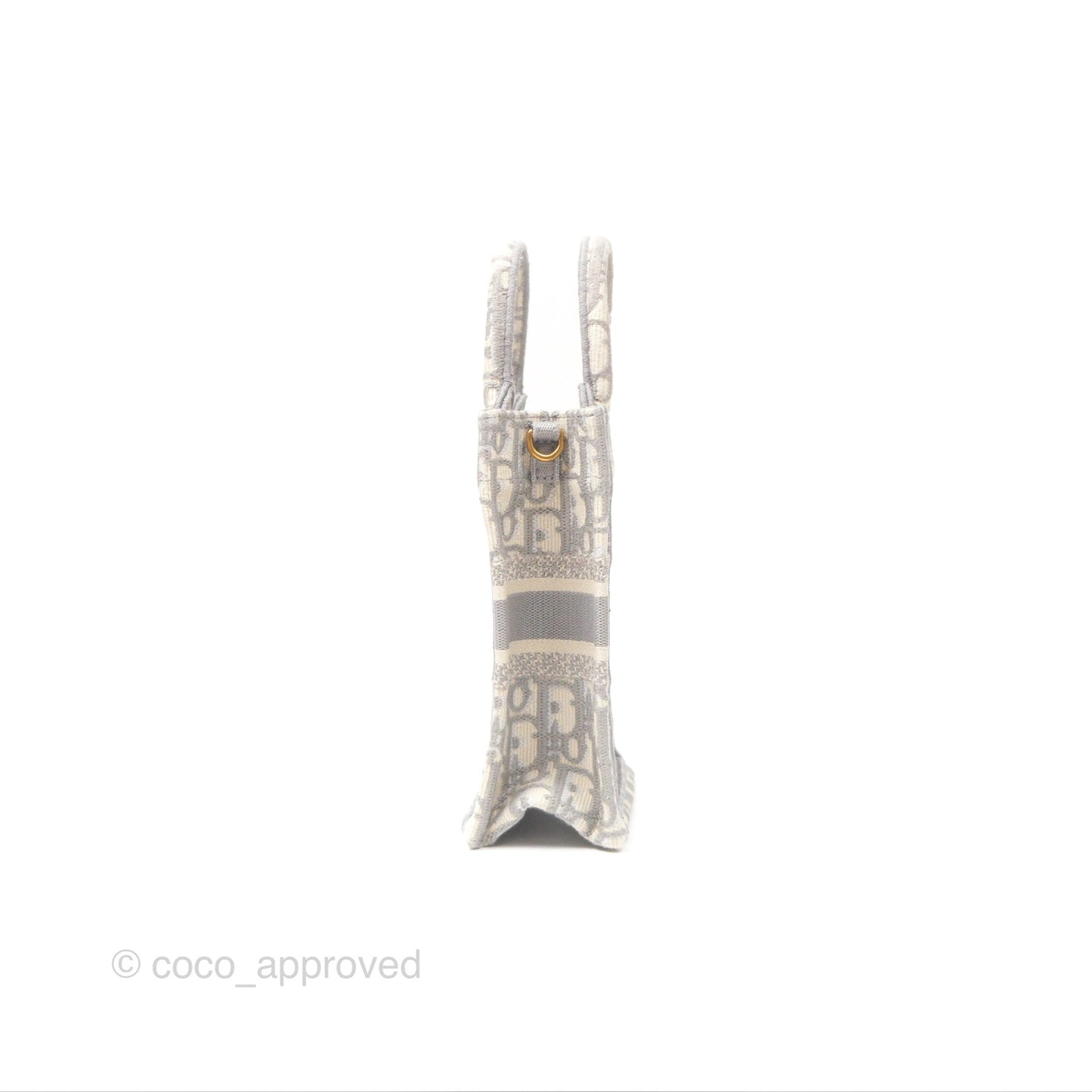 Dior Mini Vertical Gray Oblique Embroidery Book Tote