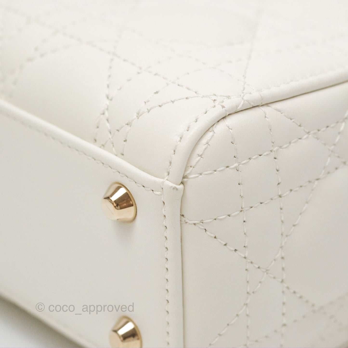 Christian Dior Mini Lady Dior Latte Cannage Lambskin Gold Hardware