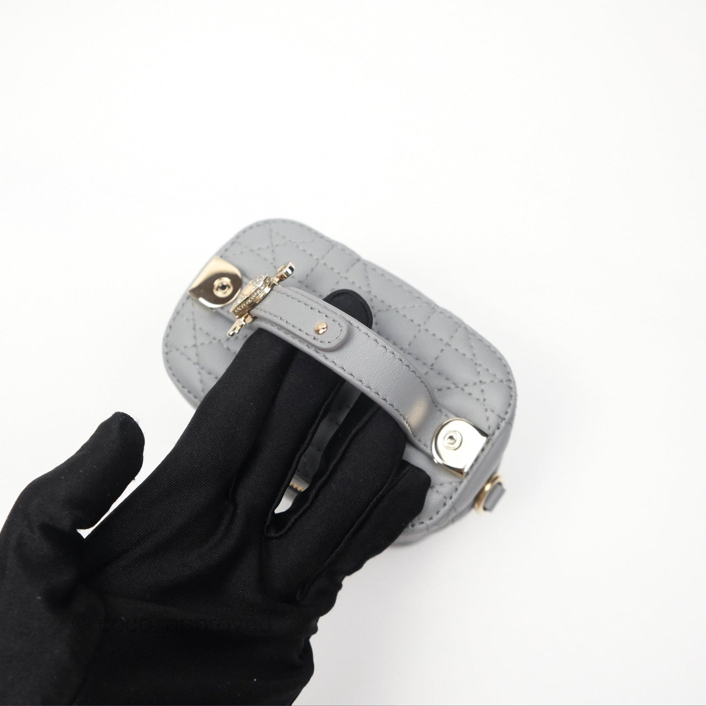 Christian Dior Micro Lady Dior Vanity Case Grey Cannage Lambskin