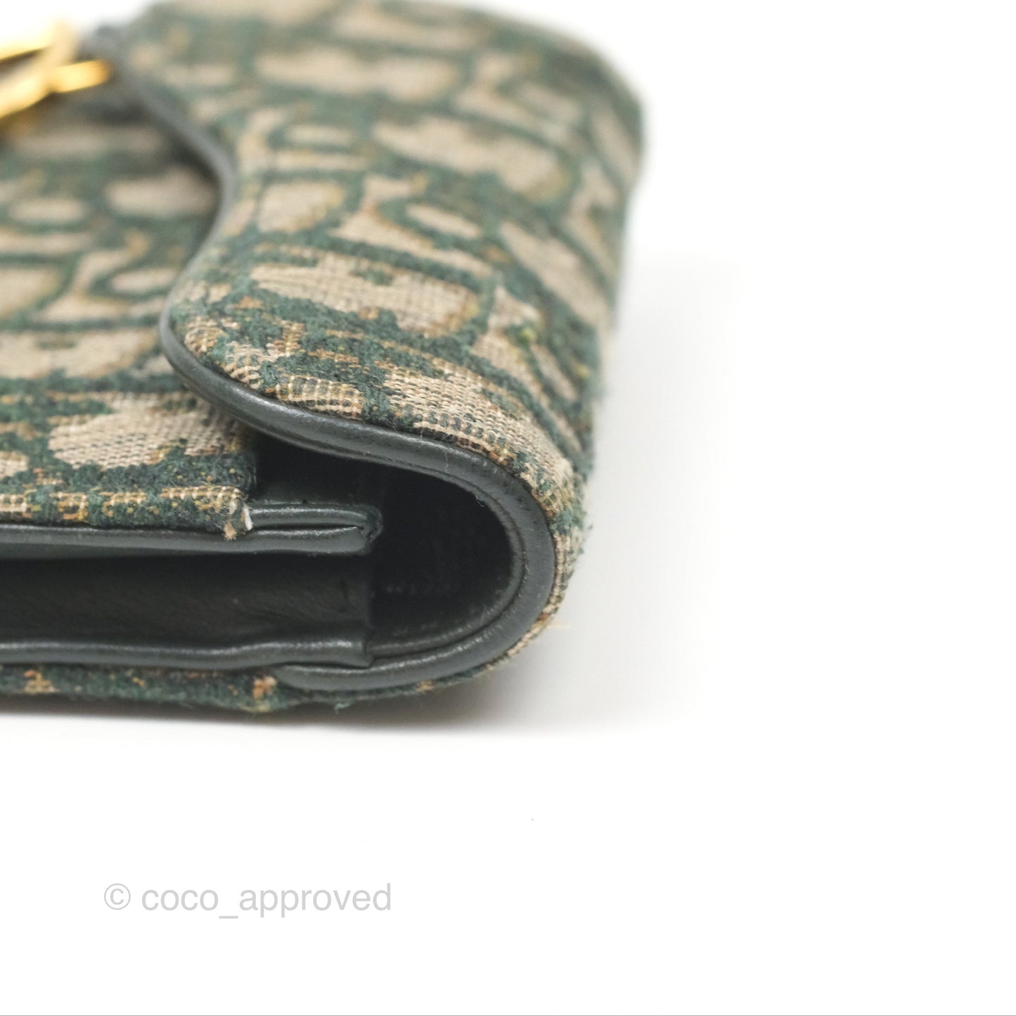 Christian Dior Saddle Flap Card Holder Green Dior Oblique Jacquard