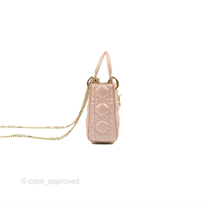 Christian Dior Mini Lady Dior Iridescent Light Pink Cannage Gold Hardware