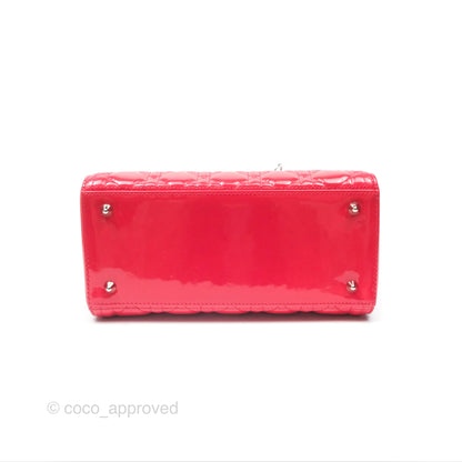 Christian Dior Medium Lady Dior Red Patent Silver Hardware
