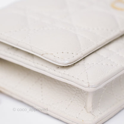 Dior Caro Pouch With Chain Latte Supple Cannage Calfskin