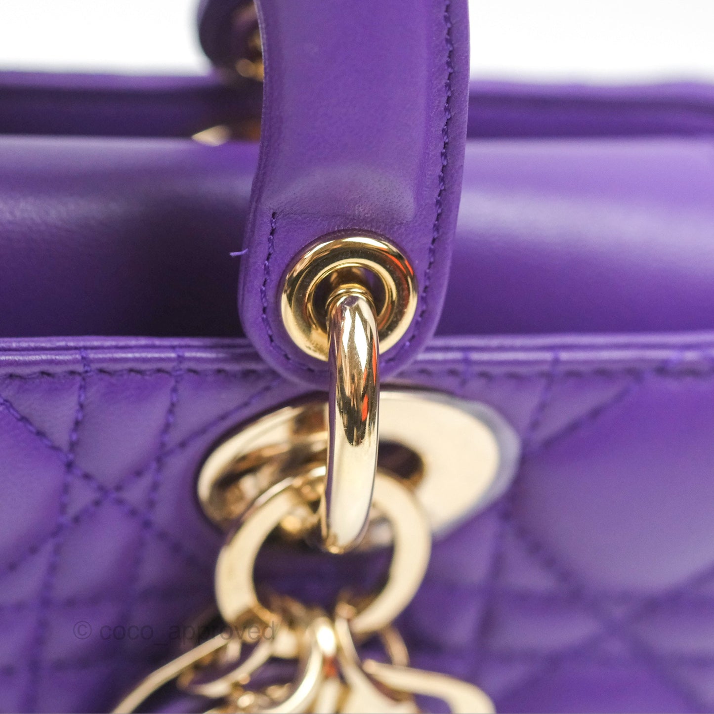 Dior Small Lady D-Joy Bag Purple Lambskin Cannage Gold Hardware