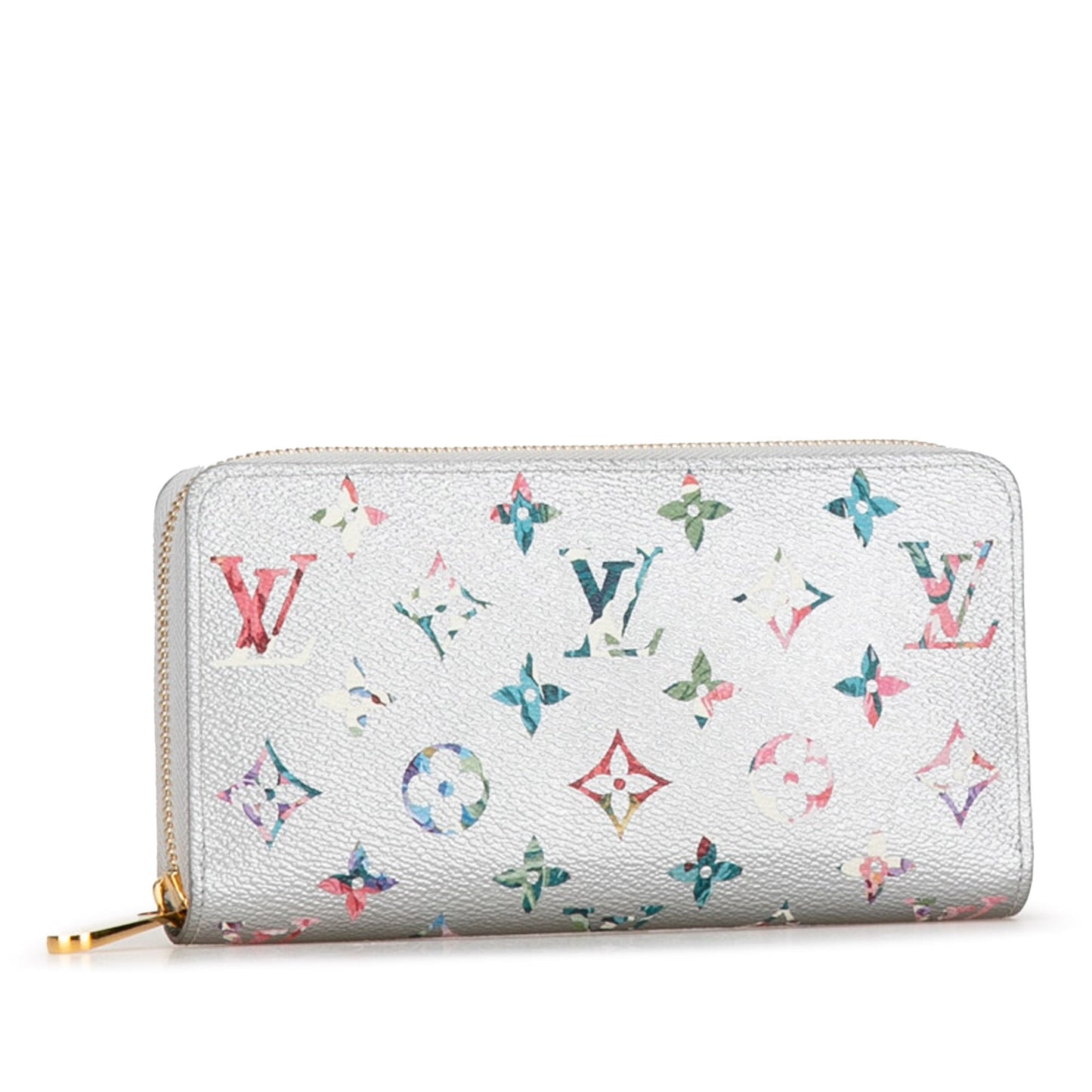 Silver Louis Vuitton Metallic Monogram Garden Zippy Wallet