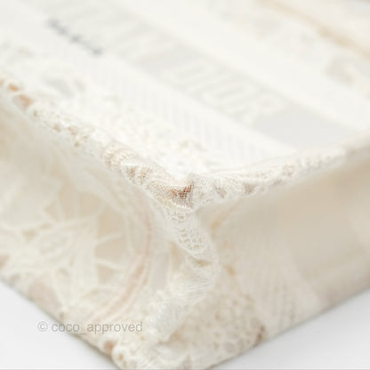 Dior Mini Book Tote Natural Macramé-Effect Embroidery