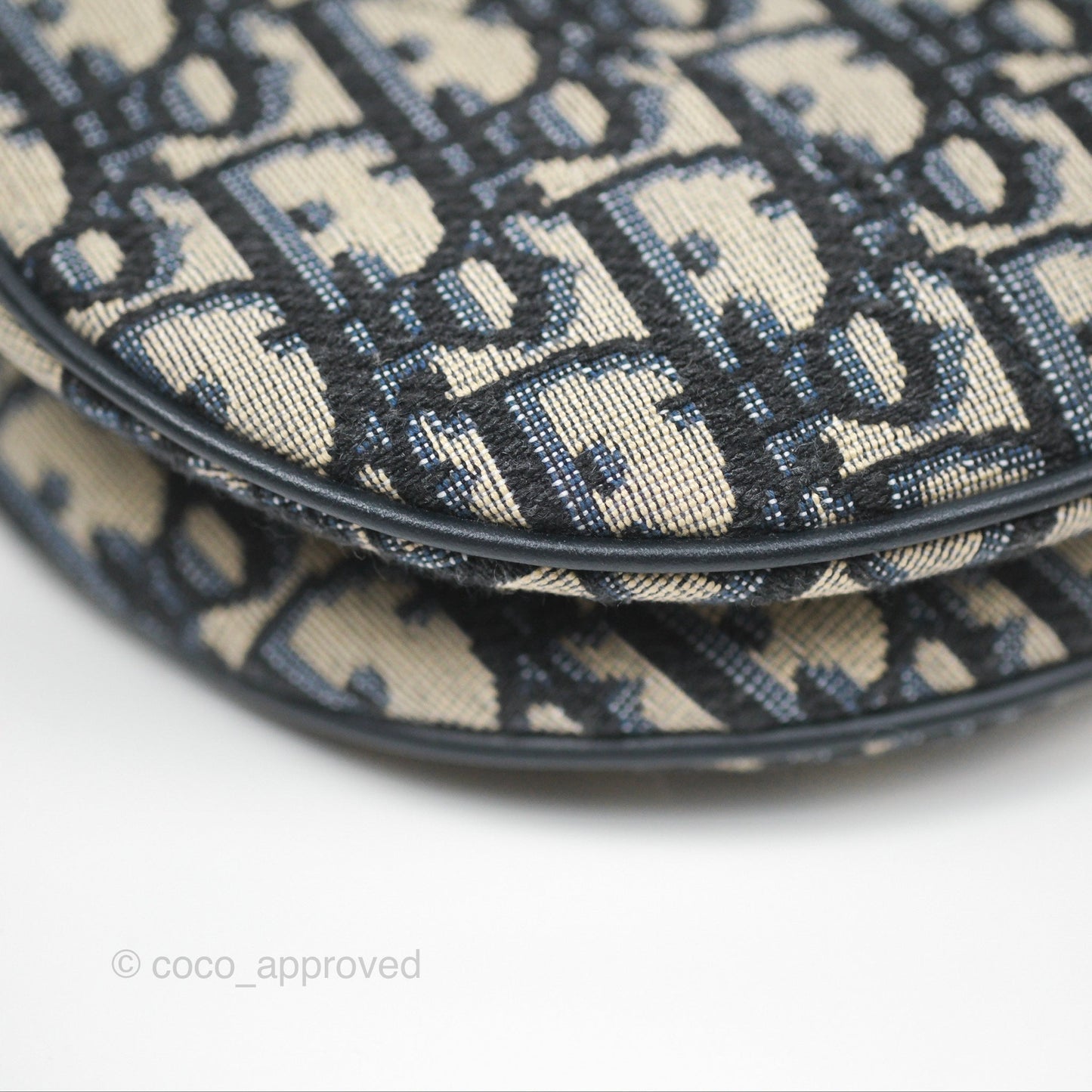 Christian Dior Saddle Bag Navy Dior Oblique Embroidery Gold Hardware
