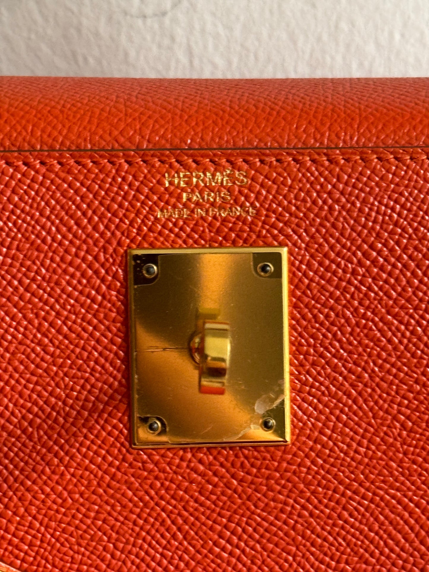 Hermes Orange Kelly 32 Sellier Bag in Epsom Leather with Gold Hardware
