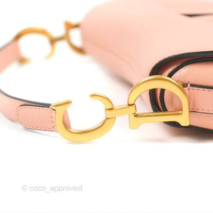 Christian Dior Mini Saddle Bag Pink Goatskin Gold Hardware