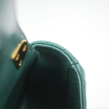 Christian Dior Micro Caro Bag in Tundra Green Supple Cannage Calfskin Gold Hardware