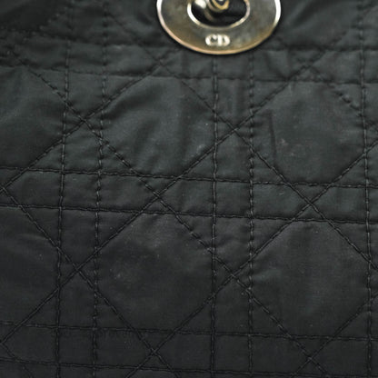 Christian Dior Vintage Large Cannage Fabric Black Lady Dior Silver Hardware