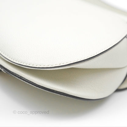 Christian Dior Saddle Bag White Grained Calfskin Gold Hardware